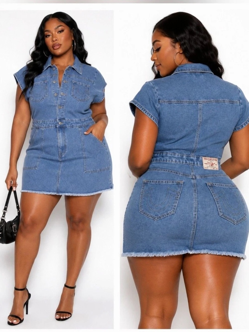 True Religion Light Pacific Wash Denim Button-Front Dress NWT retail $159